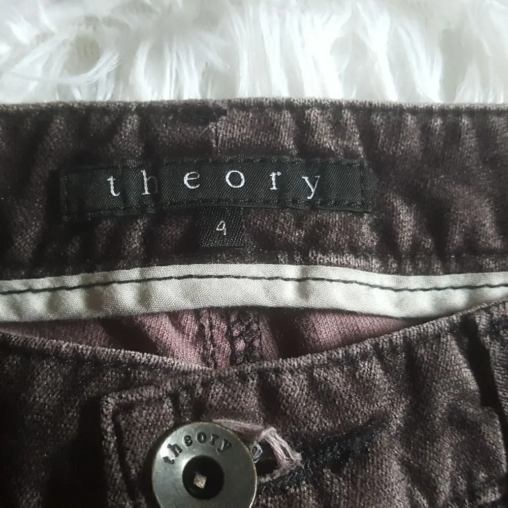 Theory Velour Pants Brown Womens Size 4‎